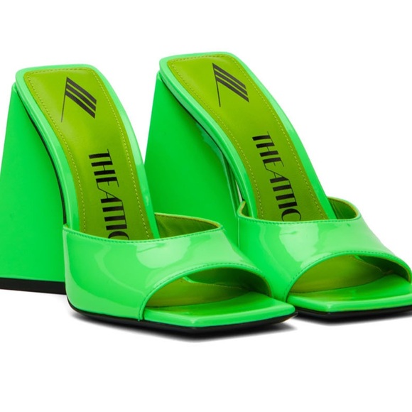 The Attico Green Chunky Heeled Mules